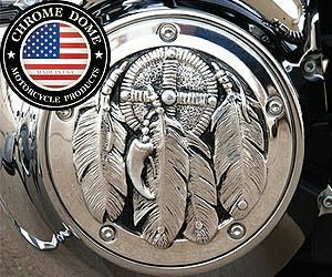 ハーレー、ダイナ  ダービーカバー、タイマーカバー クロームドーム(Chrome Dome)