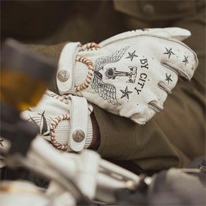 SECOND MAN TATTOO 2 レザーグローブ ホワイト By City |ハーレー