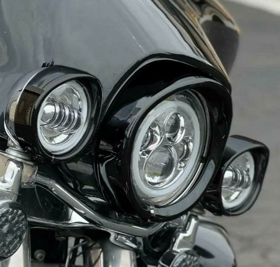 HOGWORKZ 7インチヘッドライト バイザートリムリング ブラック