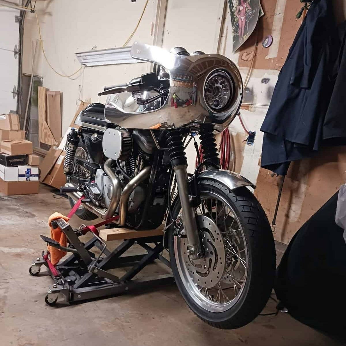 OMEGA RACER Cafe Racer ポリッシュアルミフェアリング スポーツスター 8