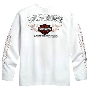 Men's Long-Sleeve T-Shirt with Flame Graphics  (フレイム柄ロングスリーブＴシャツ)　ホワイト-02