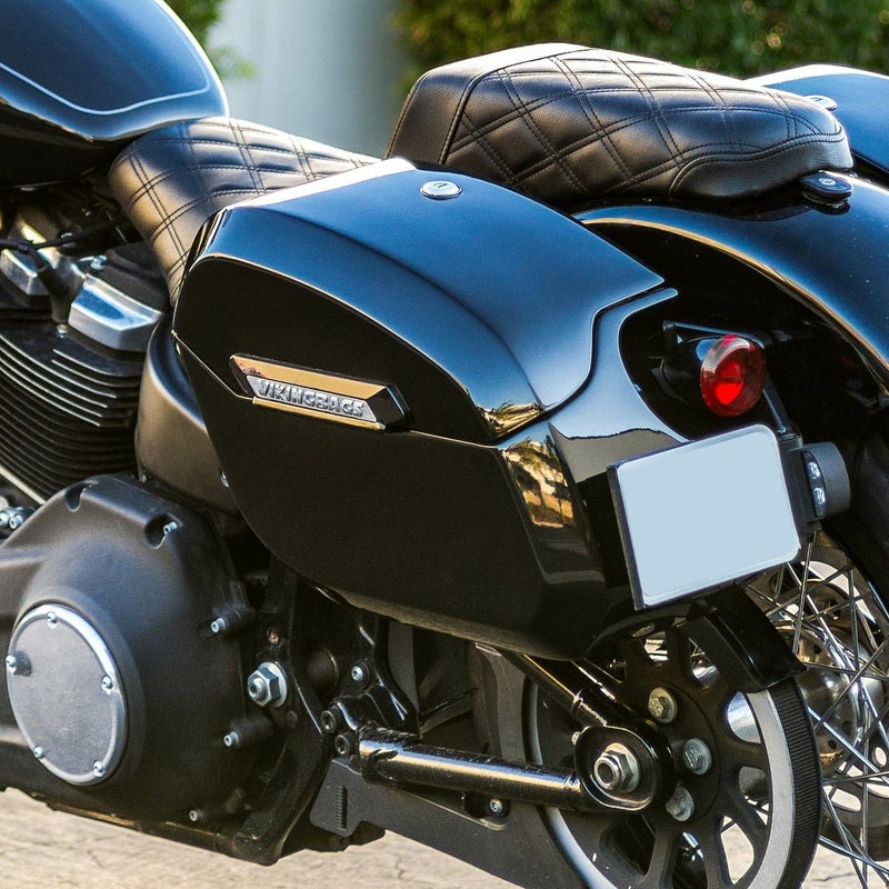 M8 ストリートボブ、スタンダード Darkin 32L クイックマウント・ラージサドルバッグ (グロスブラック) Viking Bags1