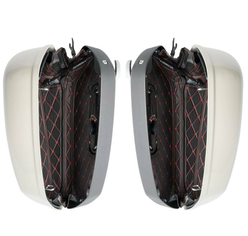 M8 ローライダーST、エルディアブロ、スポーツグライド用 サドルバッグライナー (ブラック/カラーステッチ) Hog Workz1