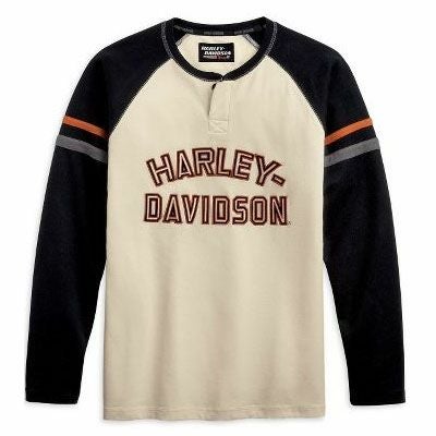 ラグラン・ヘンリーシャツ(白/黒）-01