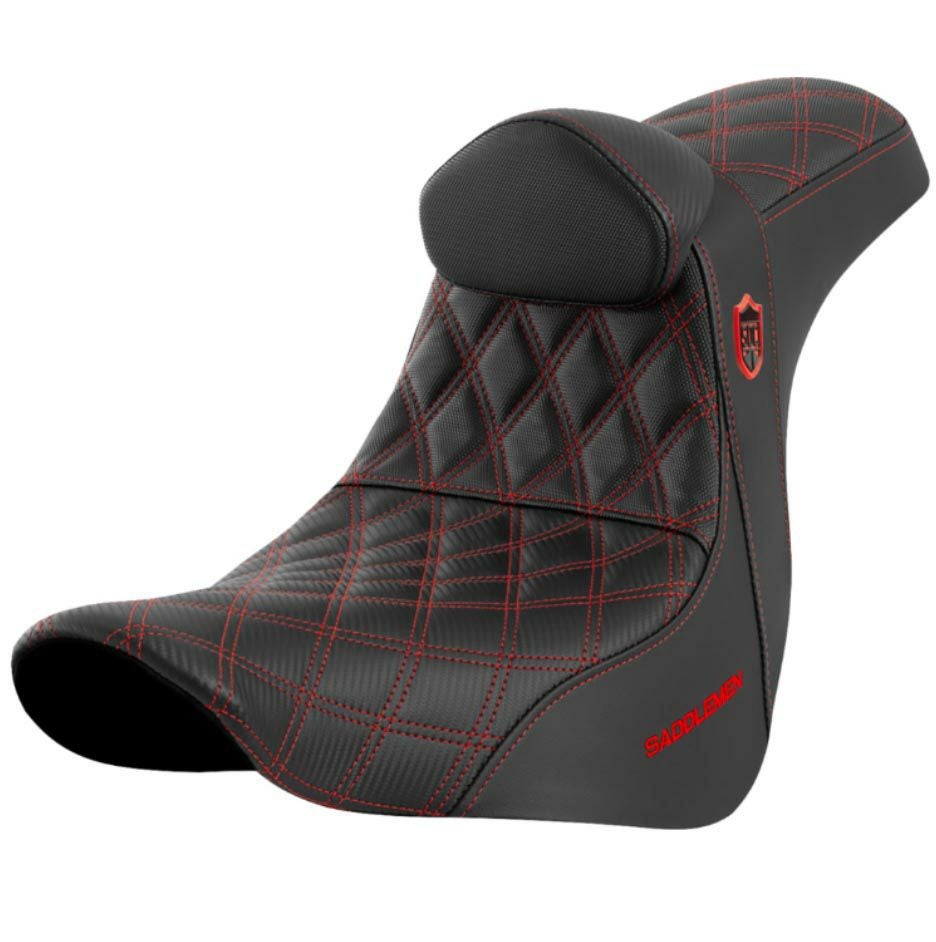 M8 ローライダー/S/ST、スポーツグライド SDC パフォーマンス・グリッパーシート バックレスト付 (レッドLSステッチ) Saddlemen