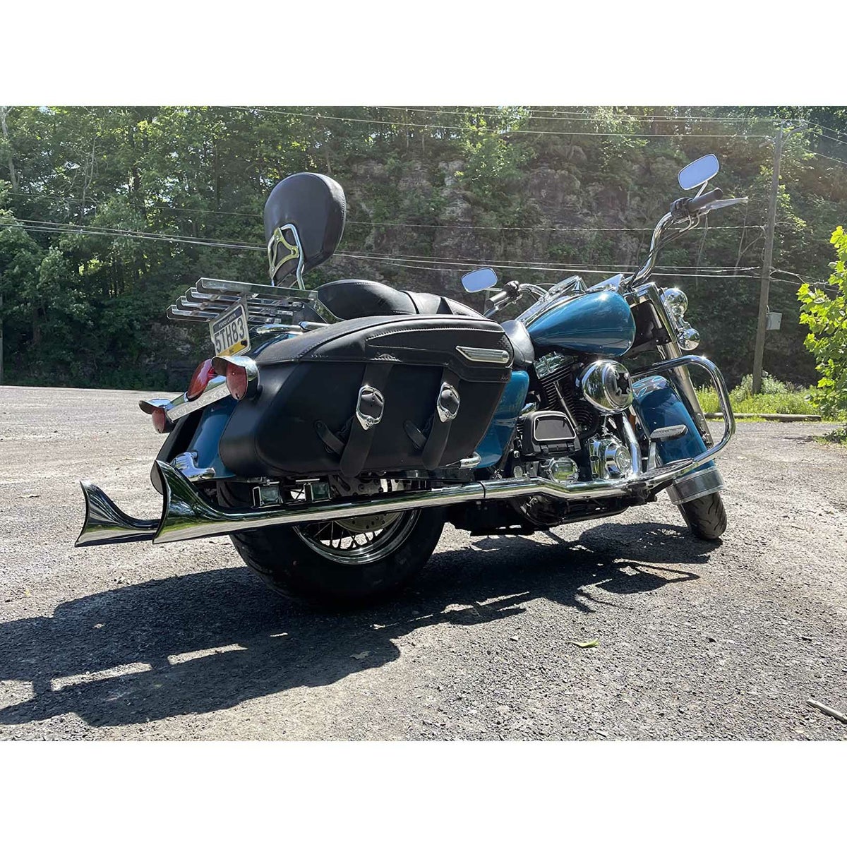 1995～2016 ツーリング フィッシュテール 36インチ スリップオンマフラー (クローム) シャークロード1