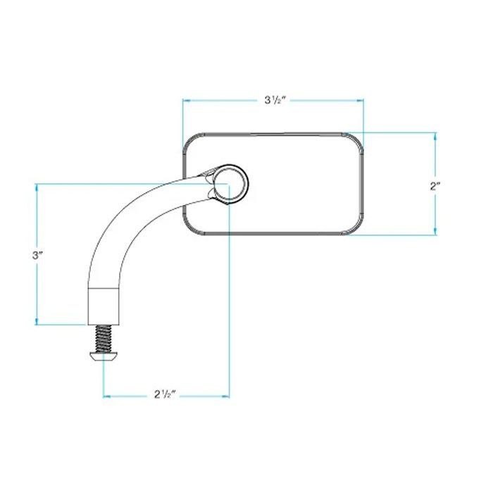 ハーレー スクエアミラー 左右共通 (クローム) ビルトウェル3