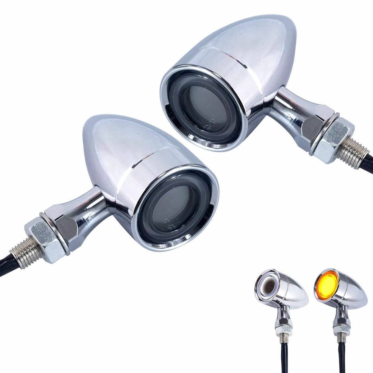 ブレットスタイル ランニングライト付き LEDウインカー クローム 2