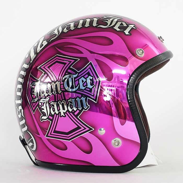 逸品モノシリーズ New Cross ジェットヘルメット メッキベース ピンク