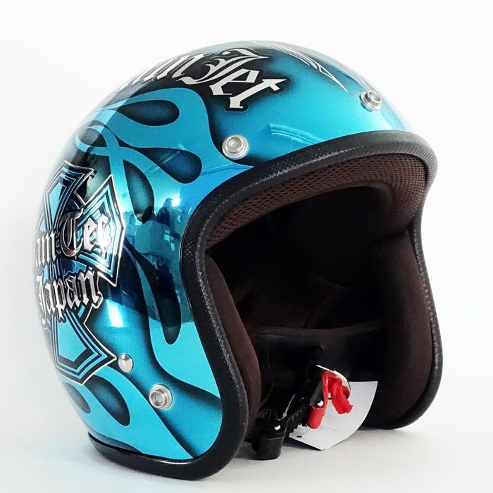 逸品モノシリーズ New Cross ジェットヘルメット メッキベース ブルー 72JAM 2