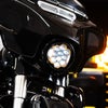 ツーリング、トライク、ソフテイル、ダイナFLD シルバートゥース 7インチLEDパフォーマンスヘッドライト ホグワークズ1