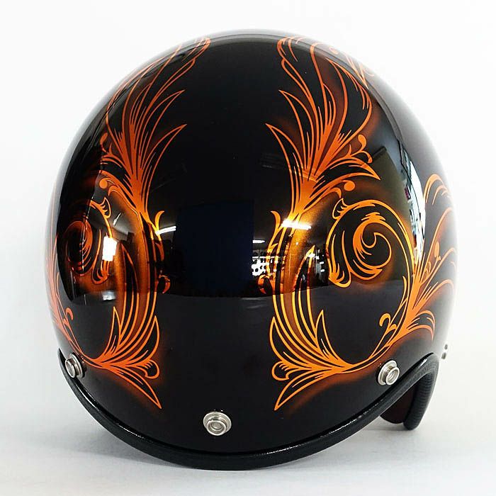 逸品モノシリーズ リーフブラック ジェットヘルメット シャドーオレンジ 72JAM 4