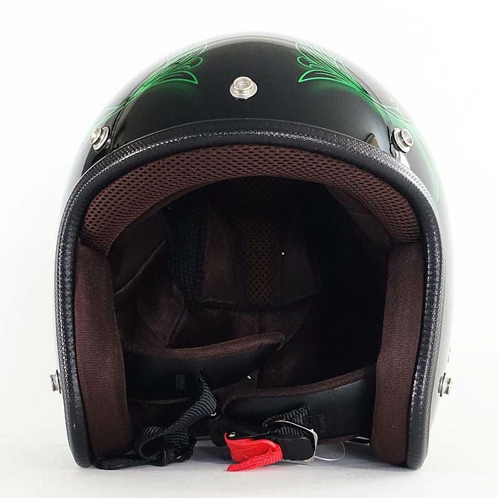 逸品モノシリーズ リーフブラック ジェットヘルメット シャドーグリーン 72JAM 3