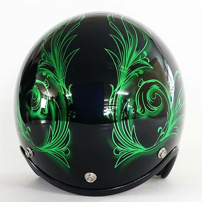 逸品モノシリーズ リーフブラック ジェットヘルメット シャドーグリーン 72JAM 4