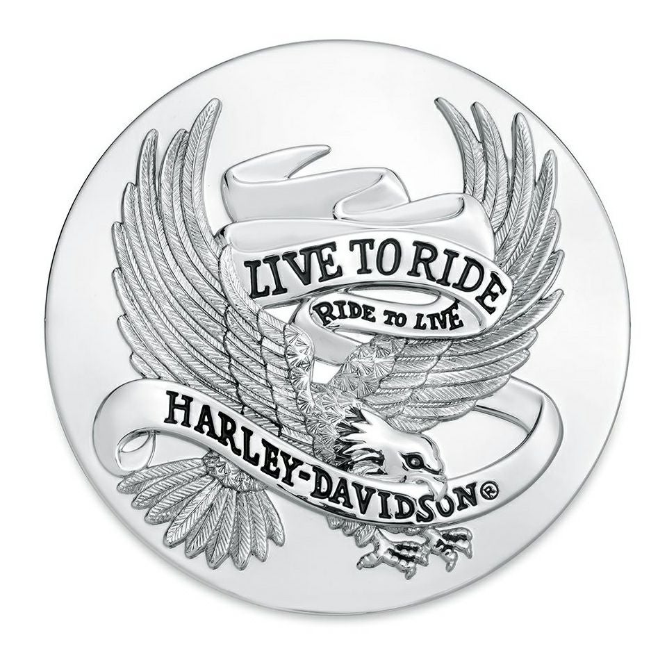 クローム・LIVE TO RIDEロゴ・ユニバーサルメダリオン（径89mm）-01