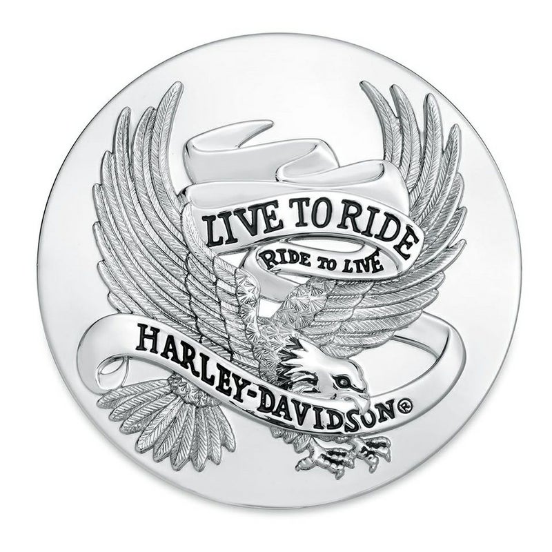 クローム・LIVE TO RIDEロゴ・ユニバーサルメダリオン（径89mm）-01
