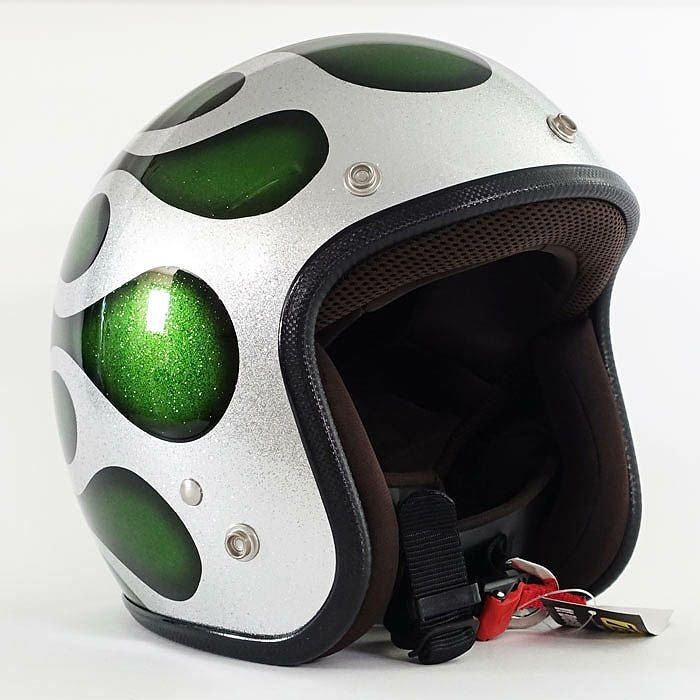 逸品モノシリーズ クラシカルフレイムス ジェットヘルメット シルバーフレイム グリーン 72JAM 2