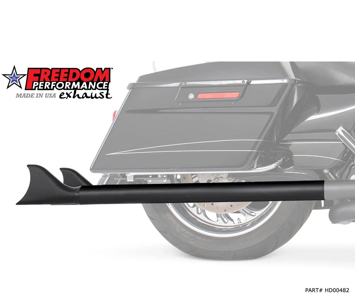 1995～2016 ツーリング 2.5インチ シャークテールスリップオンマフラー 36インチ長 (ブラック) フリーダムパフォーマンス1