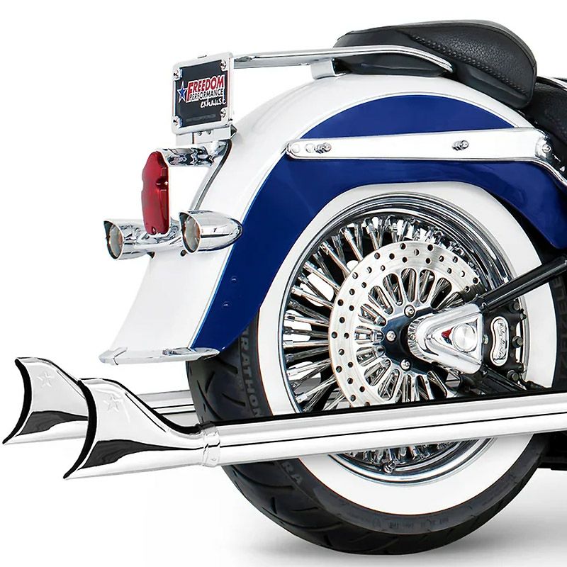 1997～2017 ソフテイル 2.5インチ シャークテールスリップオンマフラー 36インチ長 (クローム) フリーダムパフォーマンス5
