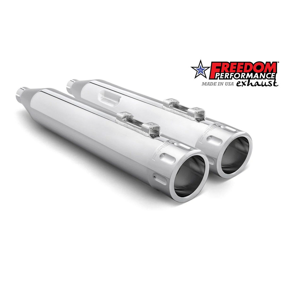 M8ソフテイル トゥルーデュアルエキゾースト用 4インチ スリップオンマフラー ストレート (クローム) フリーダムパフォーマンス2