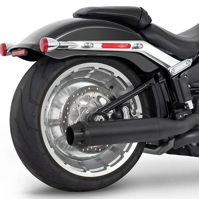  M8ソフテイル トゥルーデュアルエキゾースト用 4インチ スリップオンマフラー アメリカンアウトロー (ブラック) フリーダムパフォーマンス1