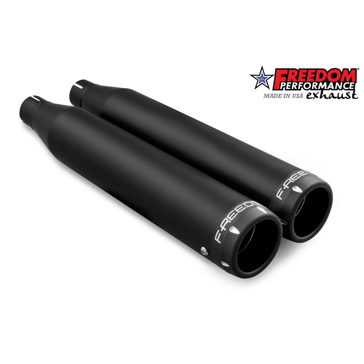 M8 ストリートボブ、ローライダー/S/ST、ブレイクアウト、ファットボーイ 3.25インチ スリップオンマフラー ストレート (ブラック/コントラスト) フリーダムパフォーマンス2