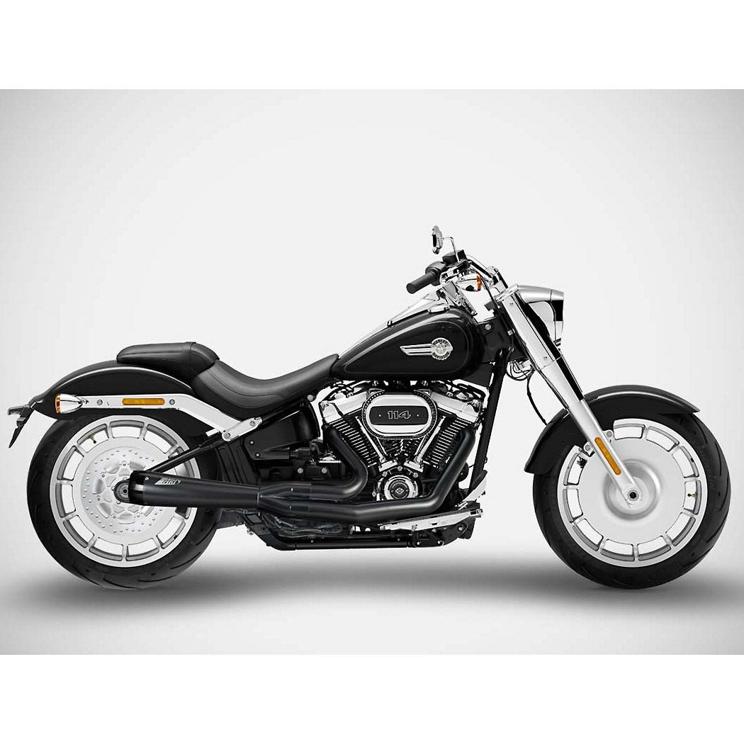 M8ソフテイル ブレイクアウト、ファットボーイ 2-1 フルエキゾーストマフラー (ブラック) ザード2