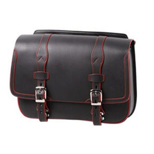 デグナー SB-81 レザーサドルバッグ 18L （ブラック x レッド)2
