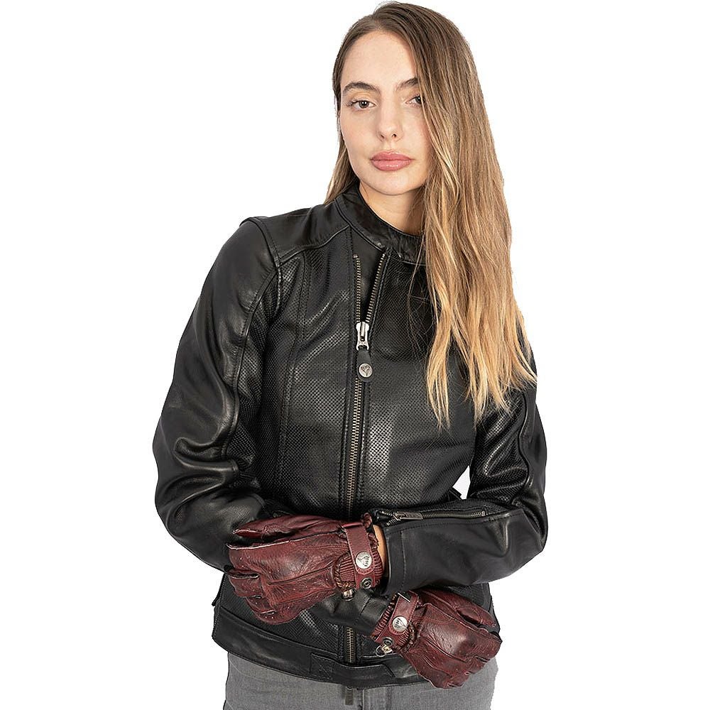 Indian バイクジャケット レディース　パンチングレザー　美品❗️ STREET LADY レディース パンチングレザー バイクジャケット ブラック