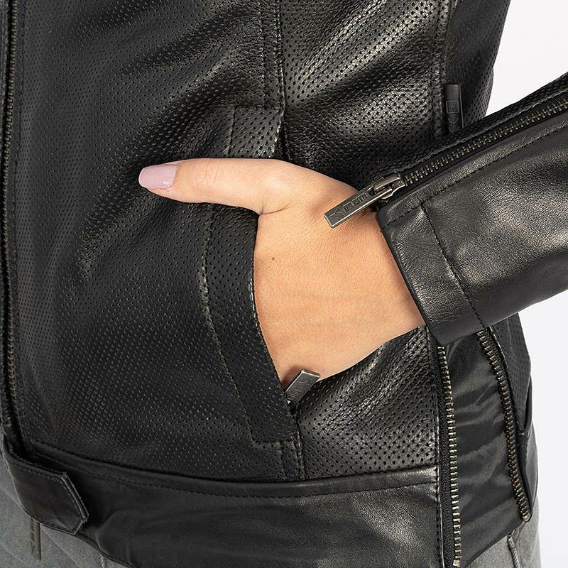 STREET LADY レディース パンチングレザー バイクジャケット ブラック By City 5