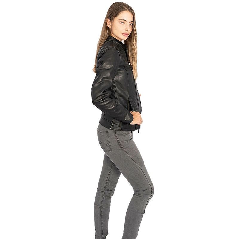 STREET LADY レディース パンチングレザー バイクジャケット ブラック By City 8