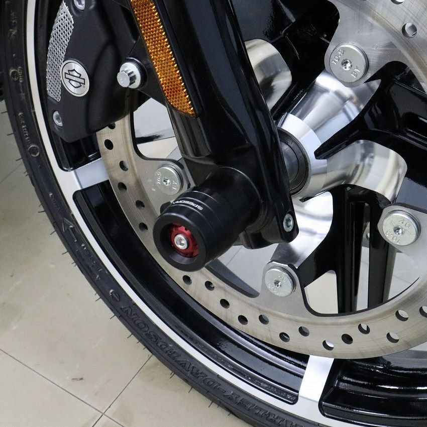 2024以降 ロードグライド、ストリートグライド フロントアクスルスライダー (レッド) スピードラ