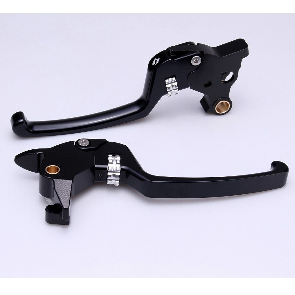 M8ソフテイル アルミ削り出し アジャスタブルレバーセット スタンダードタイプ (ブラック/シルバー) スピードラ1