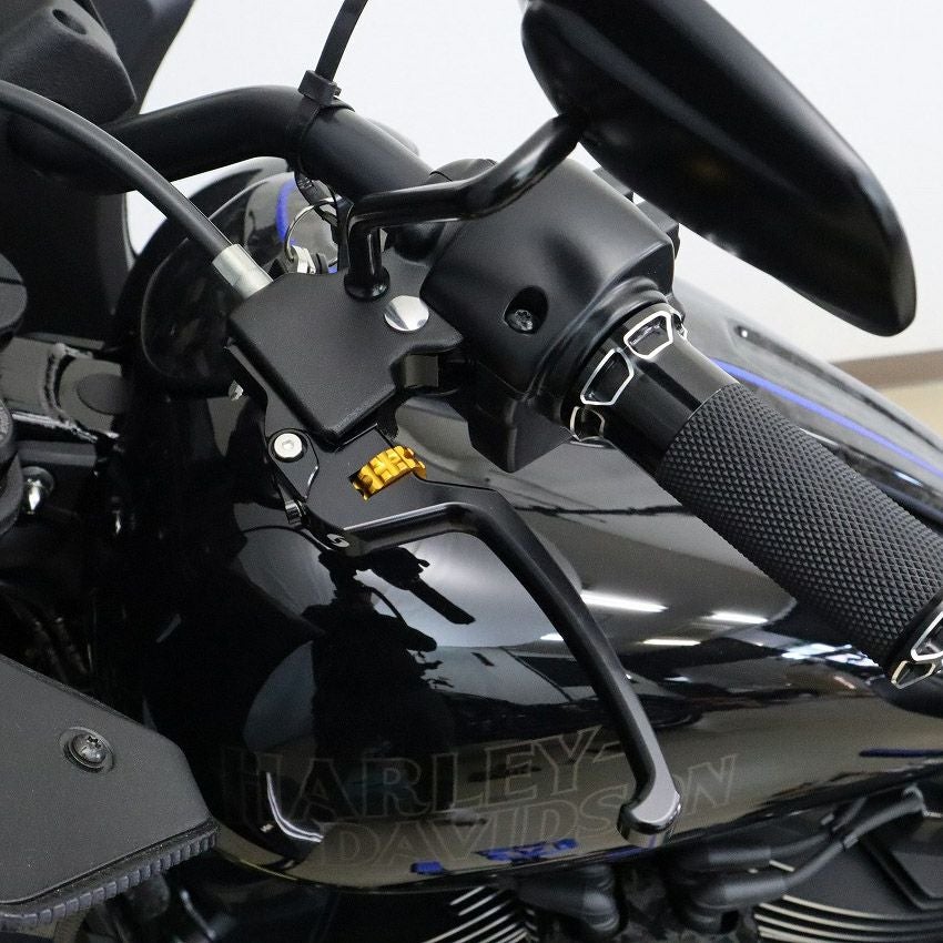  M8ソフテイル アルミ削り出し アジャスタブルレバーセット スタンダードタイプ (ブラック/ゴールド) スピードラ