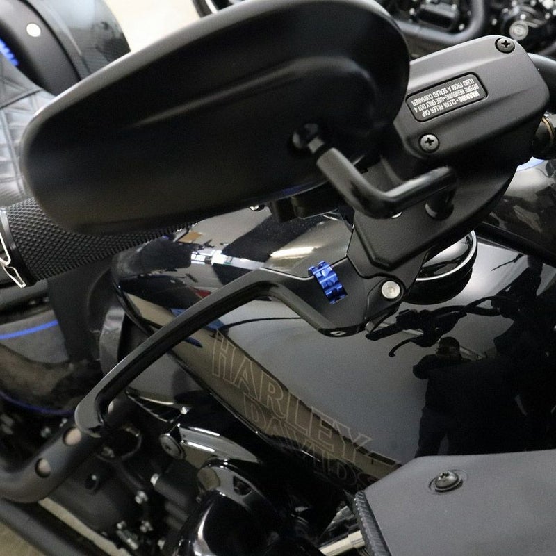  M8ソフテイル アルミ削り出し アジャスタブルレバーセット スタンダードタイプ (ブラック/ブルー) スピードラ