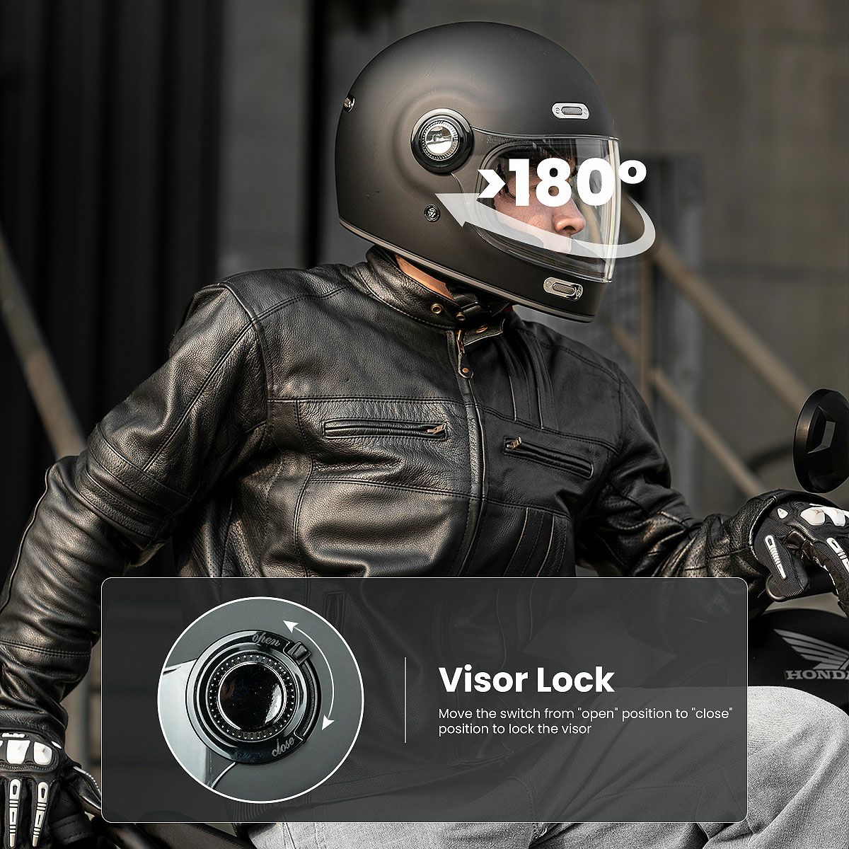 ILM Z503シリーズ レトロ フルフェイスヘルメット マットブラック 8