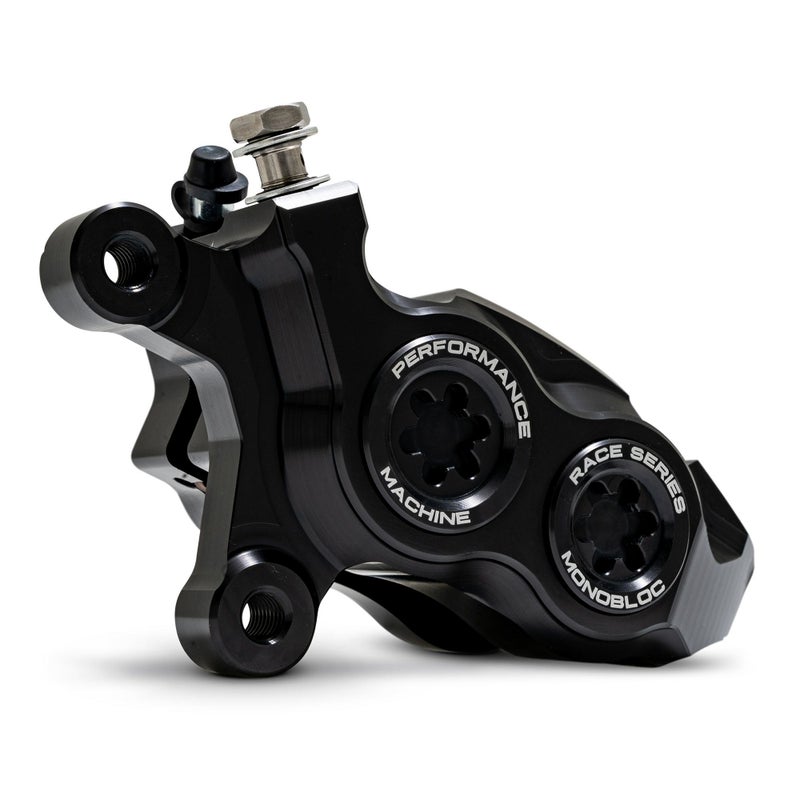 ツーリング、ソフテイル、Ｖロッド、スポーツスター レースシリーズ・モノブロック フロントブレーキキャリパー 11.8インチ/左用 (ブラック/ブラック)