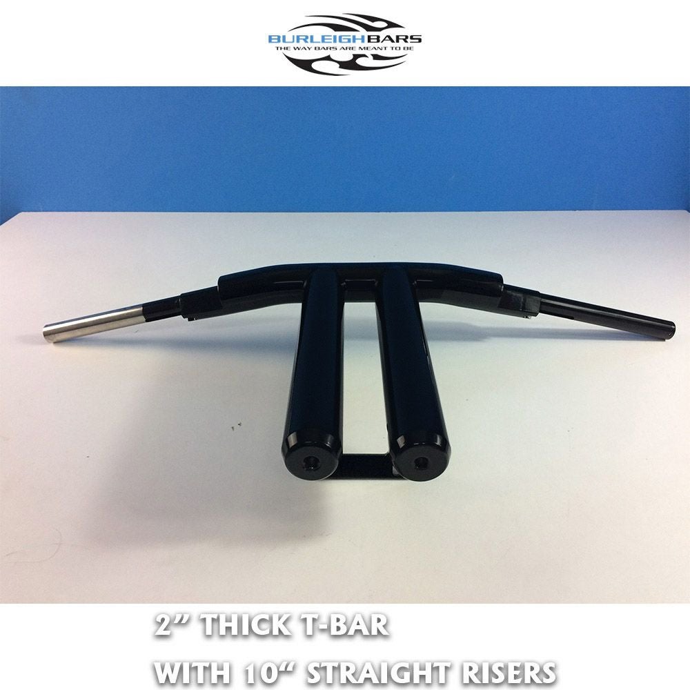 ストレートライズ 2インチ径 ハーレー Tバー 10インチ (サテンブラック)1