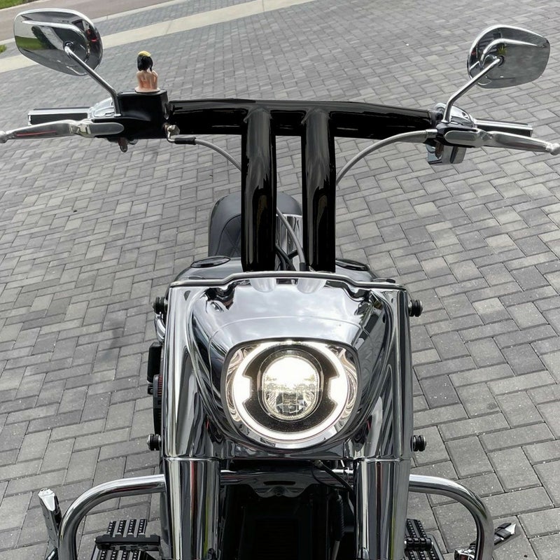 プルバックスタイル 2インチ径 ハーレー Tバー 10インチ (グロスブラック)