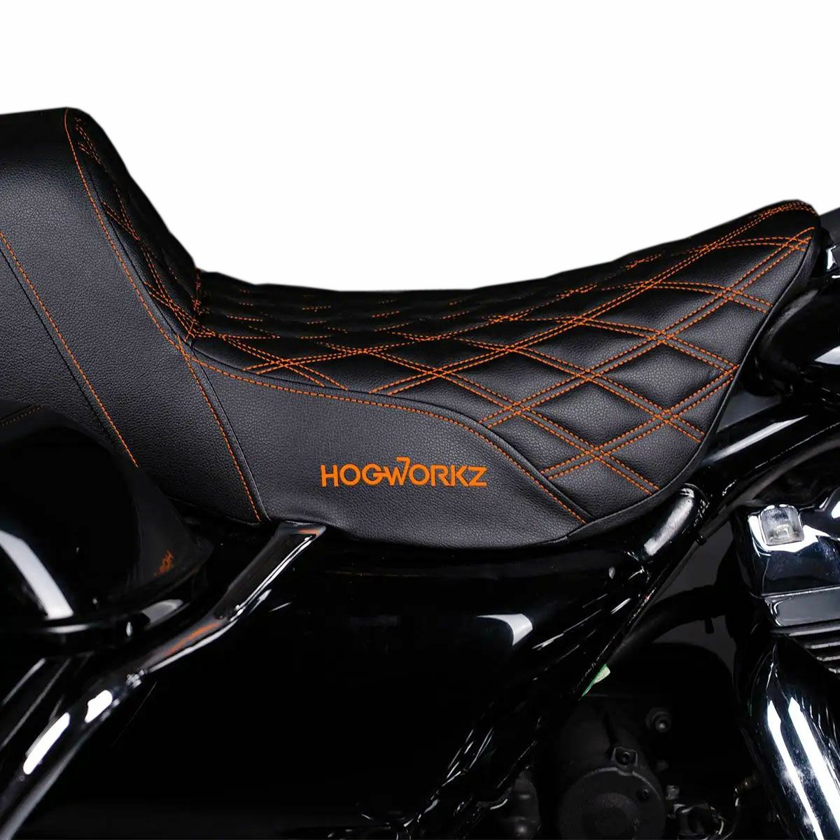 ハーレー ツーリングモデル RISE UP シート ダブルダイアモンド オレンジステッチ Hog Workz（ホグワークズ） 2