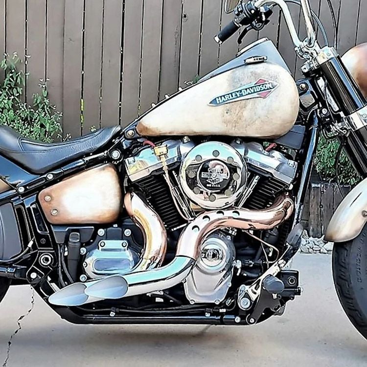 M8 ツーリング、ソフテイル、トライク カットバック フルエキゾーストマフラー (クローム/コッパー)5