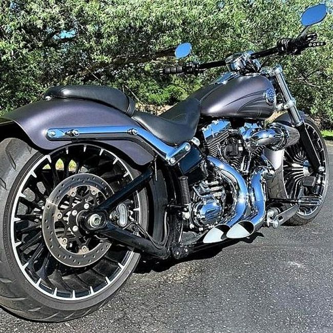 EVO/TC ソフテイル、ダイナ、ツーリング、トライク カットバック フルエキゾーストマフラー (クローム/クローム)4