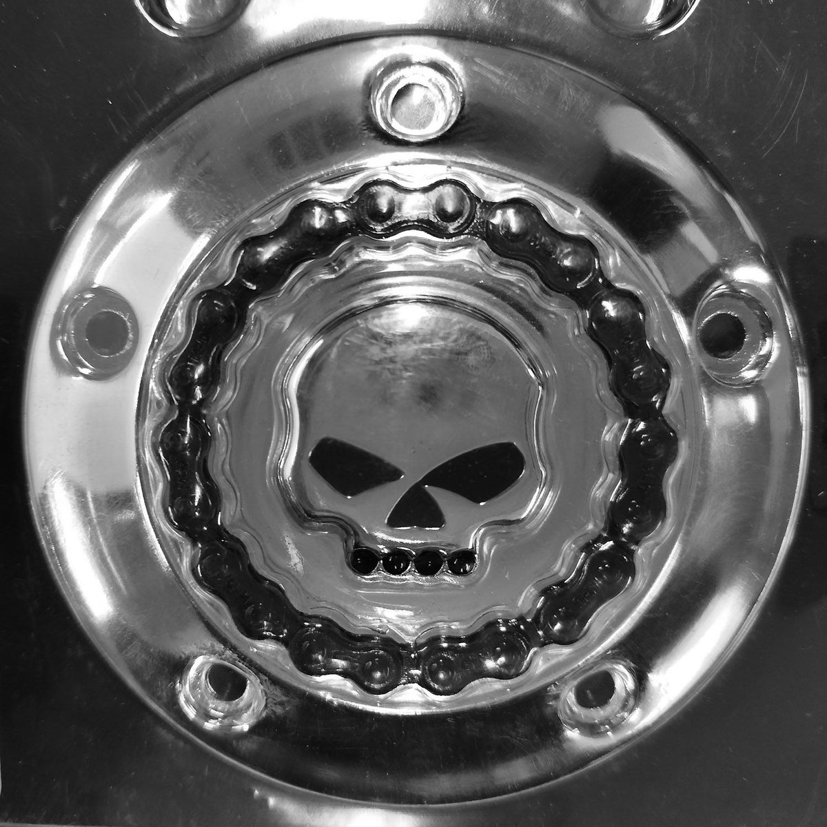 1999～2017 ツインカム用 スカル・アンド・チェーン タイマーカバー (クローム)