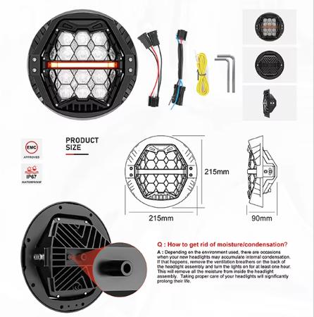 ハーレー ツーリング バケットLEDヘッドライト ブラック 5