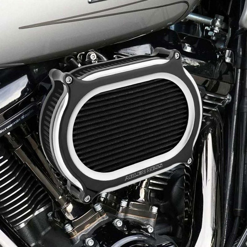 ツインカム ツーリング、ソフテイル、ダイナ ケーブルスロットル用 ステージ2 オーバルエアクリーナー (コントラストカラー)