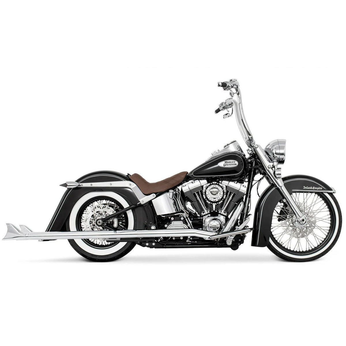 1986～2006 ソフテイル 左右両出し フィッシュテール フルエキゾーストマフラー 42インチ (クローム)