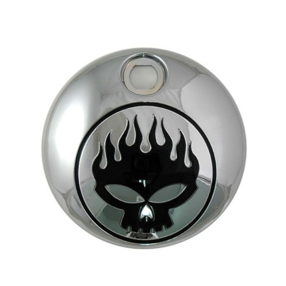 フュエルタンクコンソールドア スカル クローム V-TWIN