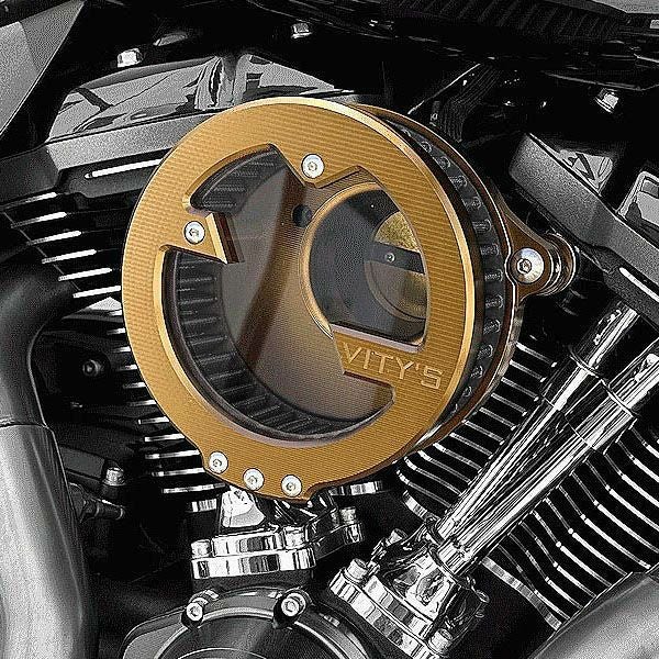 ハーレー ツインカム 電子制御スロットル用 Massive エアクリーナー ゴールド Vitys Design（ビティズデザイン）