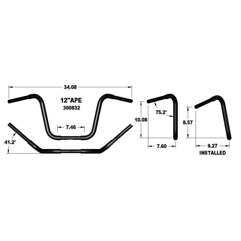 1.25インチ ファットエイプハンガー ハンドルバー ブラック KHROME WERKS