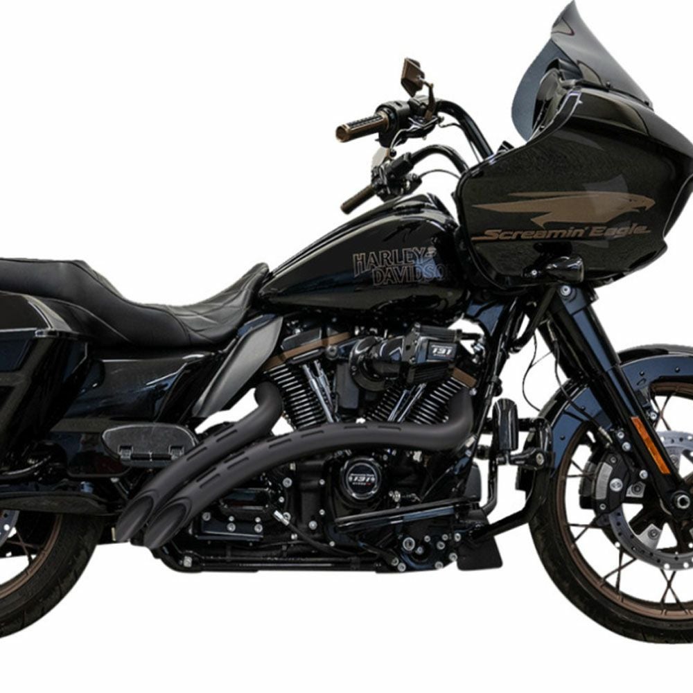 M8ツーリング Radial　Sweepers マフラー ブラック/ブラックシールド（ホールデザイン） BASSANI 